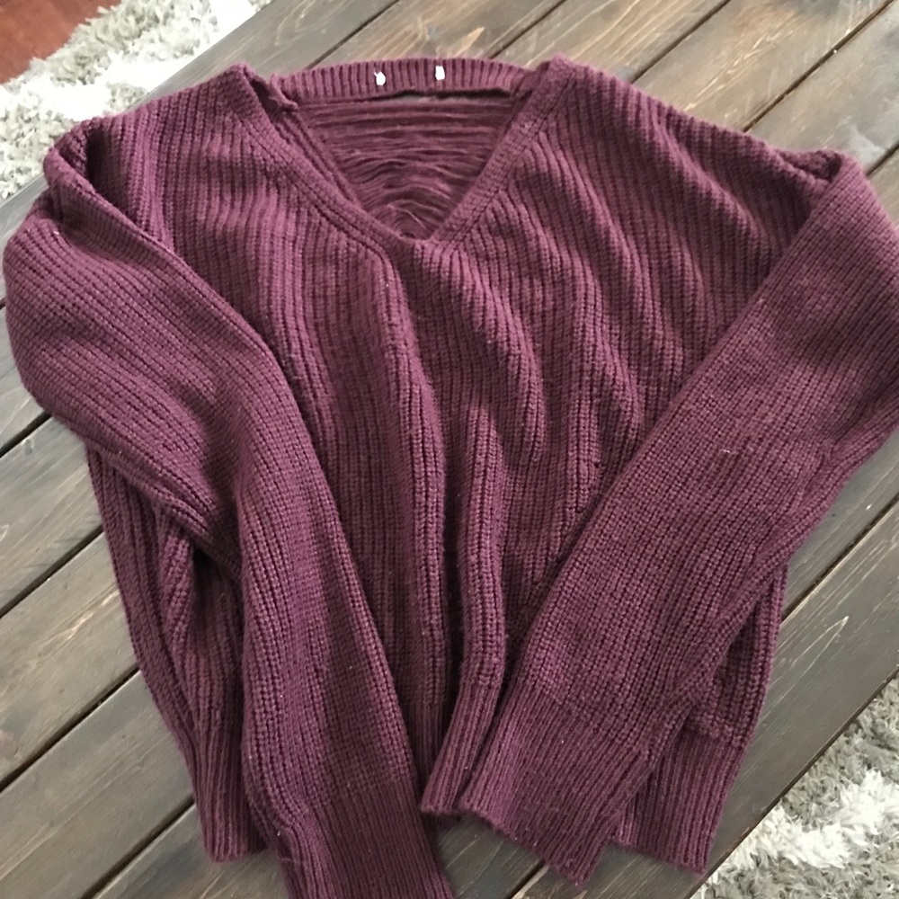 Maroon slit detail sweater